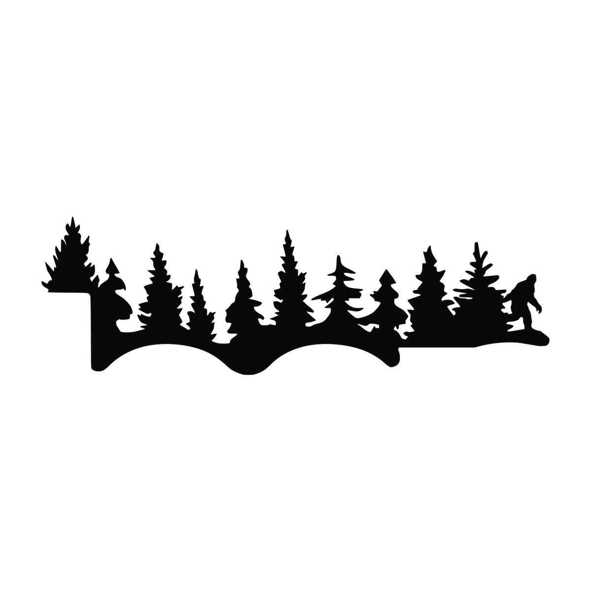 Bigfoot Pine Forest Tree Silhouette Sticker Outdoor Nature Vinyl