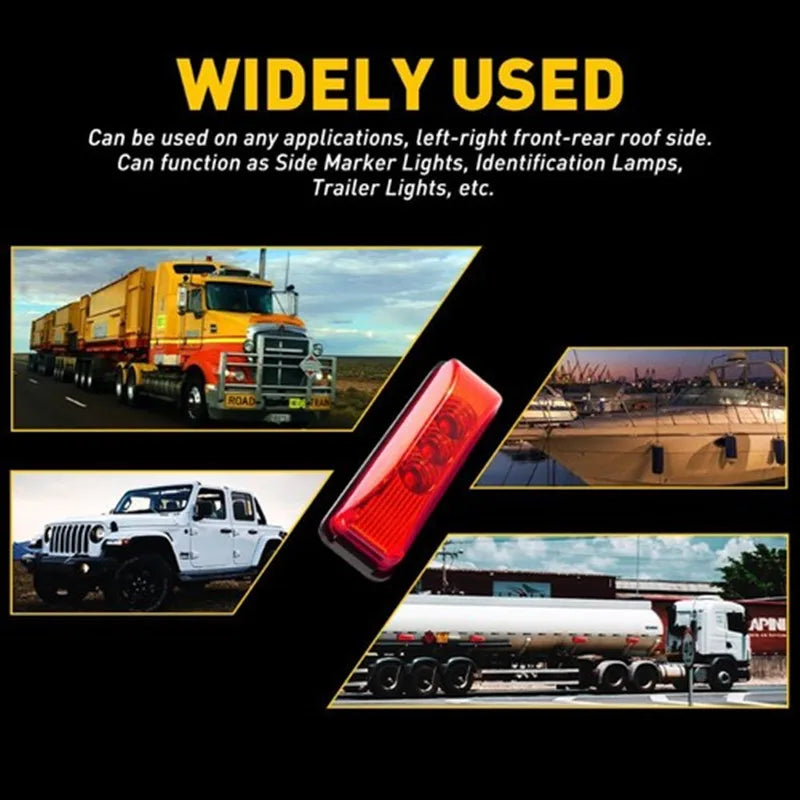2PCS Truck Outline Side Marker Trailer 3LED Front Rear