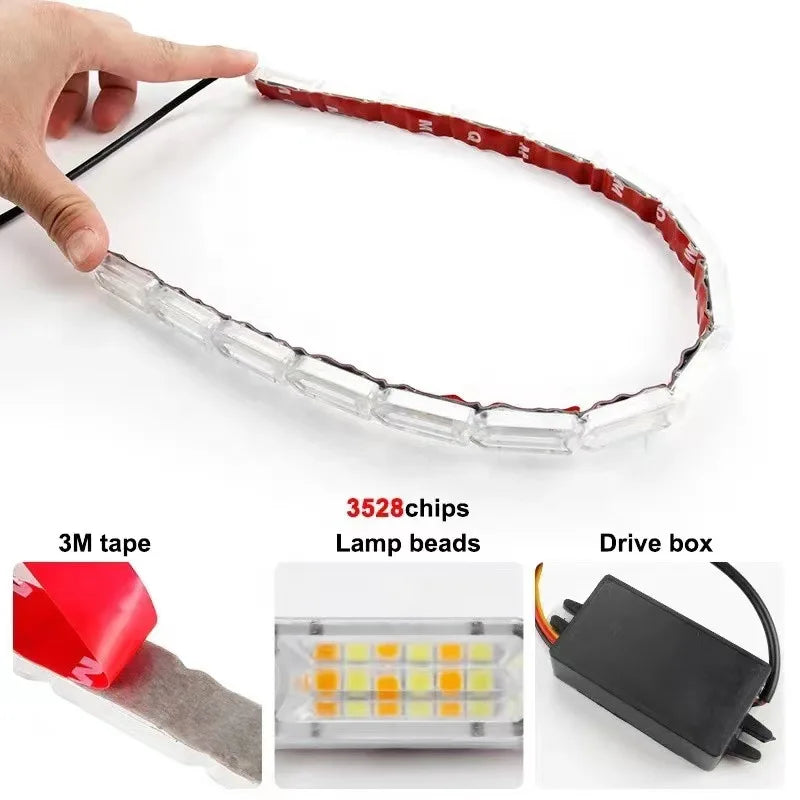 Daytime Running Turn Signal Flowing Driving Yellow White