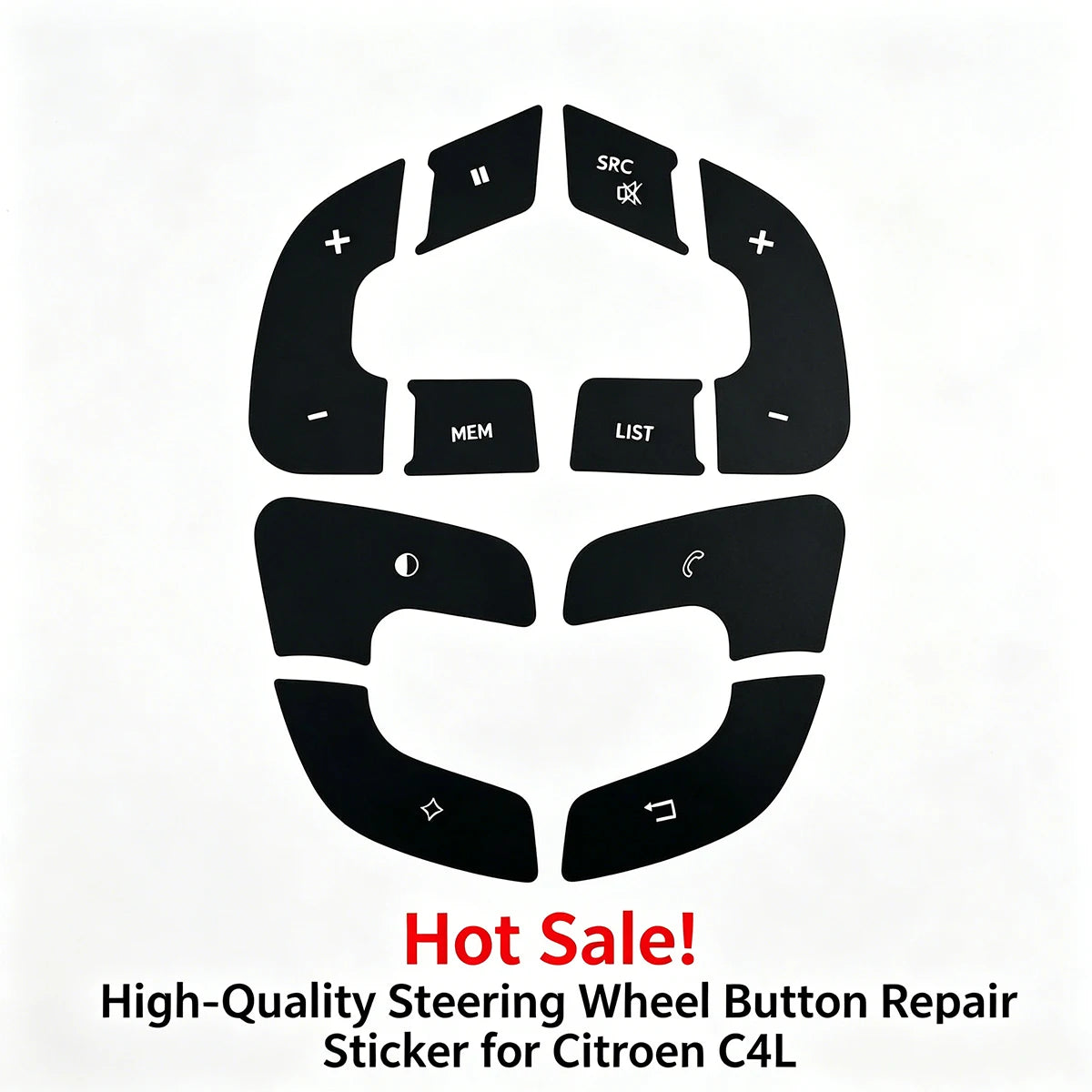 For Citroen C4L 2012-2019 Steering Wheel Button Cover Decal