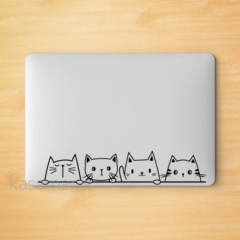 For Apple Macbook Decor Peeking Cat Vinyl Sticker Window Bumper
