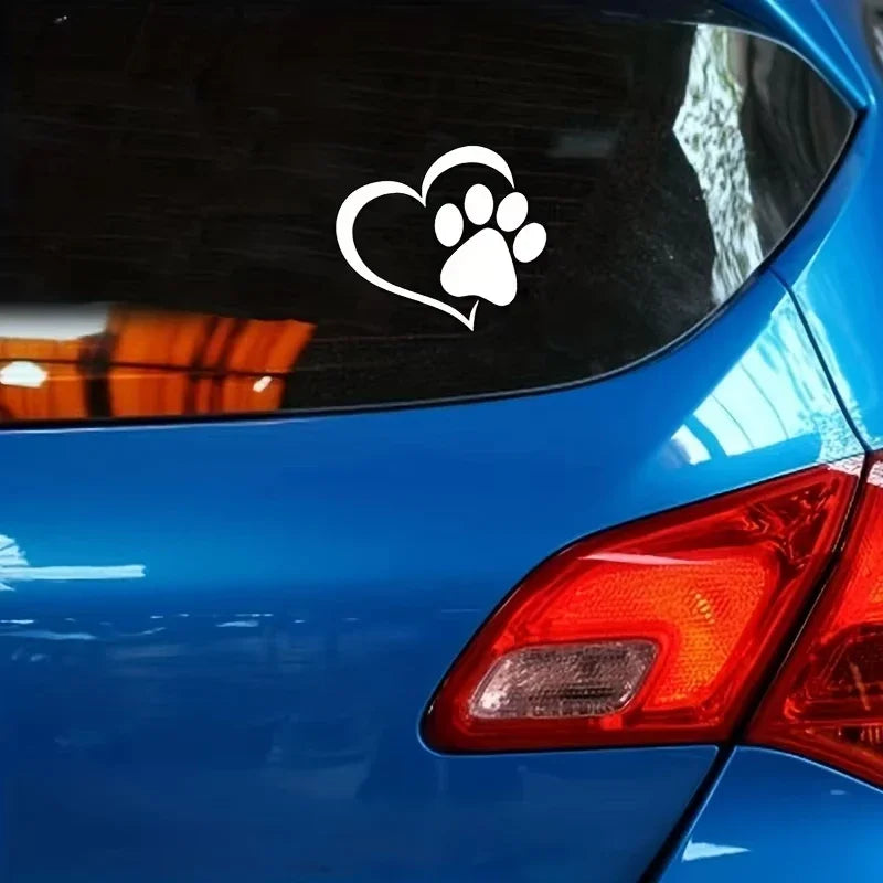 1PC Heart Dog Cat Paw Print Pet Window Bumper