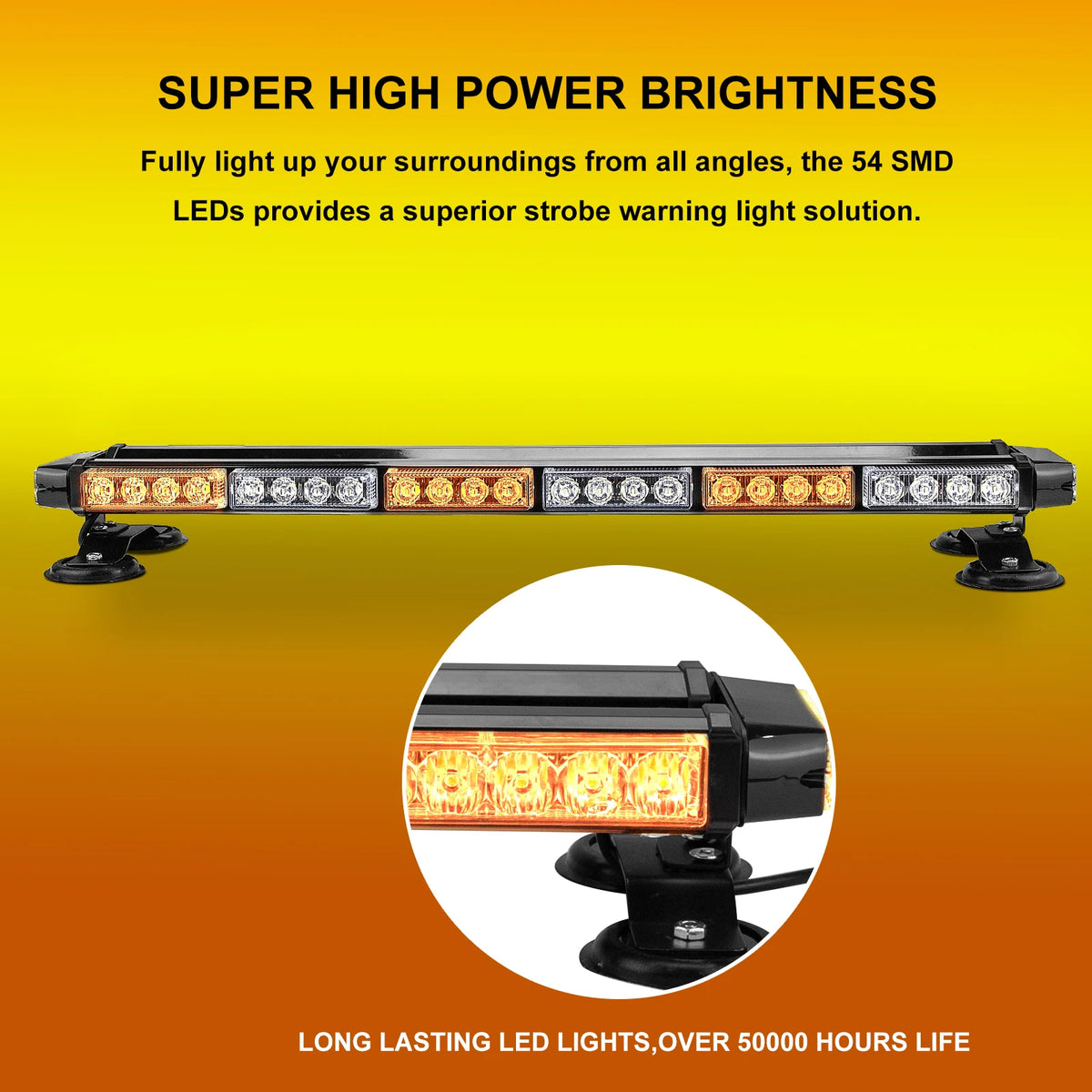 29.5 Emergency Amber Double Side Flashing Strobe Work Bar