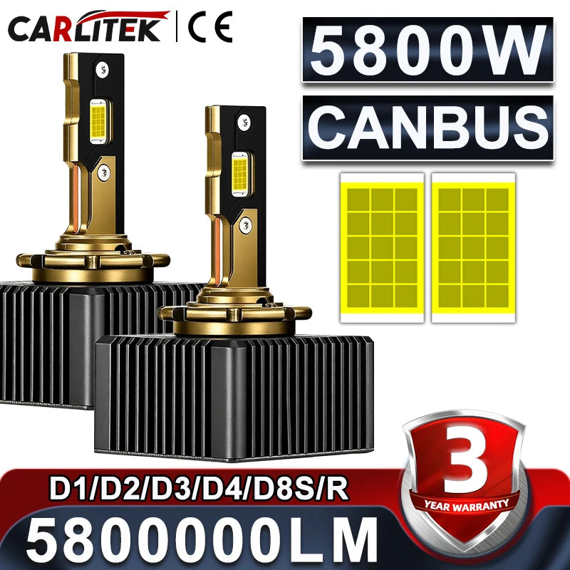 Carlitek 2PCS 5800W D1S D3S Headlights D2S D2R D4S