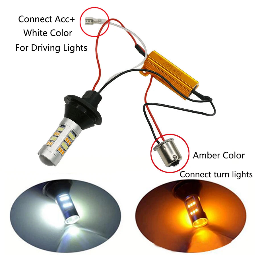 2PCS 1156 ba15s Dual Color Canbus Bulbs P21W py21w