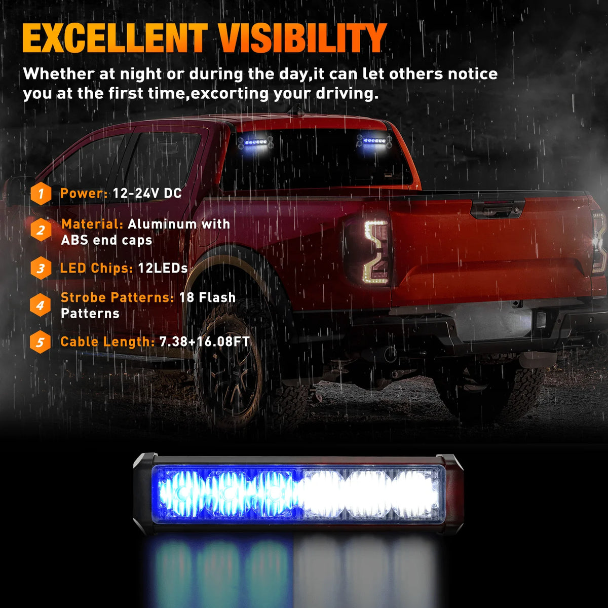 Nilight Strobe Traffic Advisor Bar 2-1 Dash Warning Safety