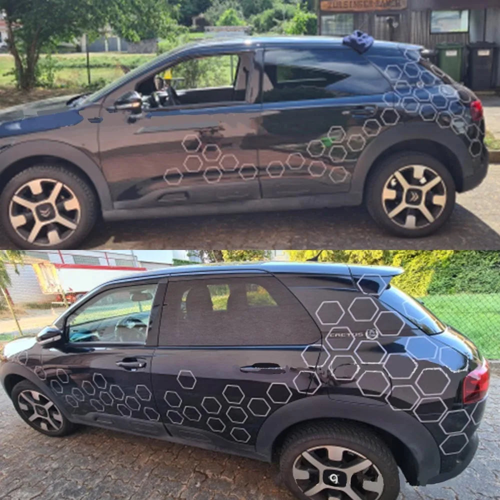 Honeycomb Pattern Waist Line Decal Modification Body Lace Sticker