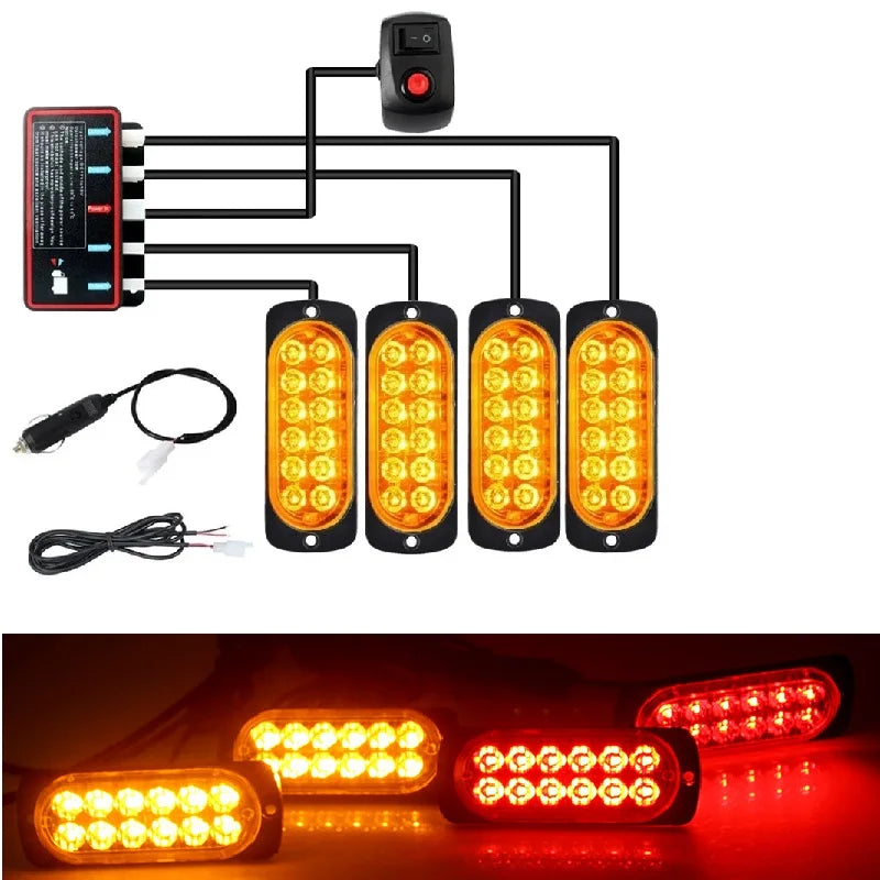 Strobe Flashing 48 Emergency Orange 12V Warning