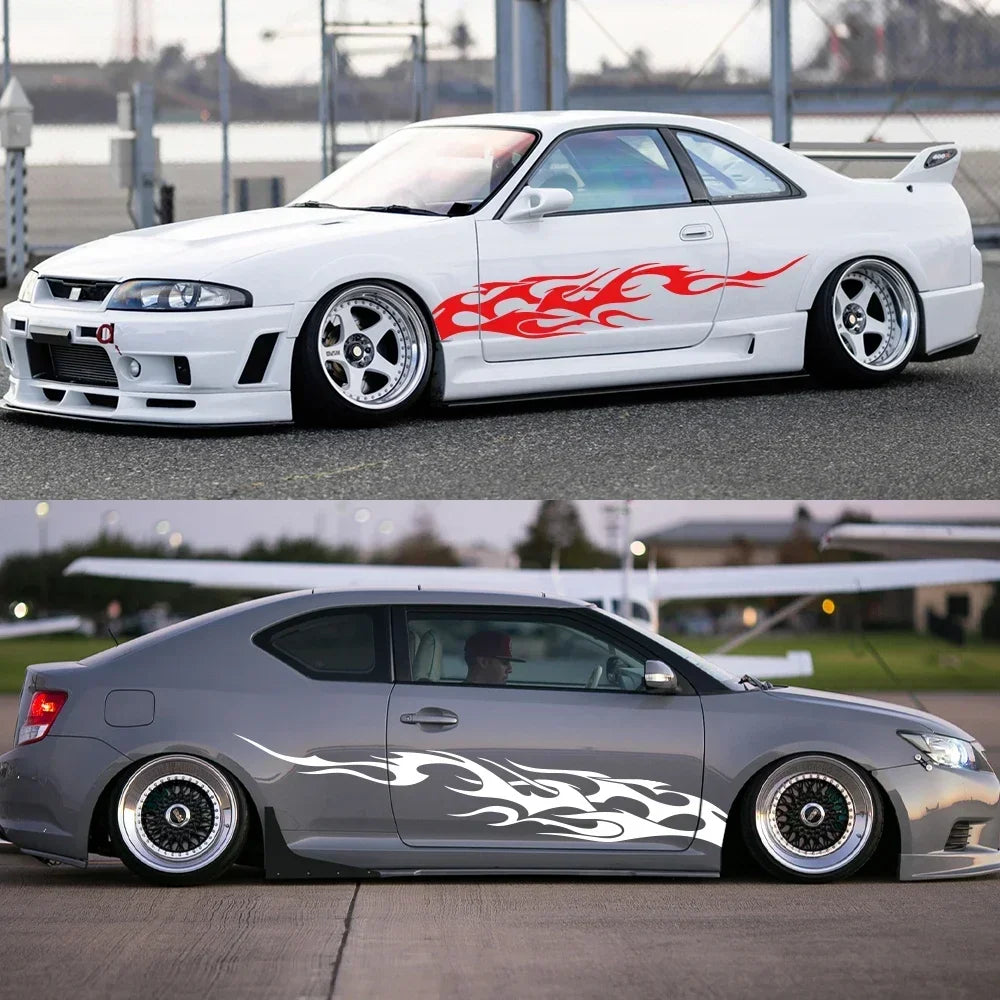 For All Pieces Vinyl Flame Pattern Sports Body Side Stickers Are