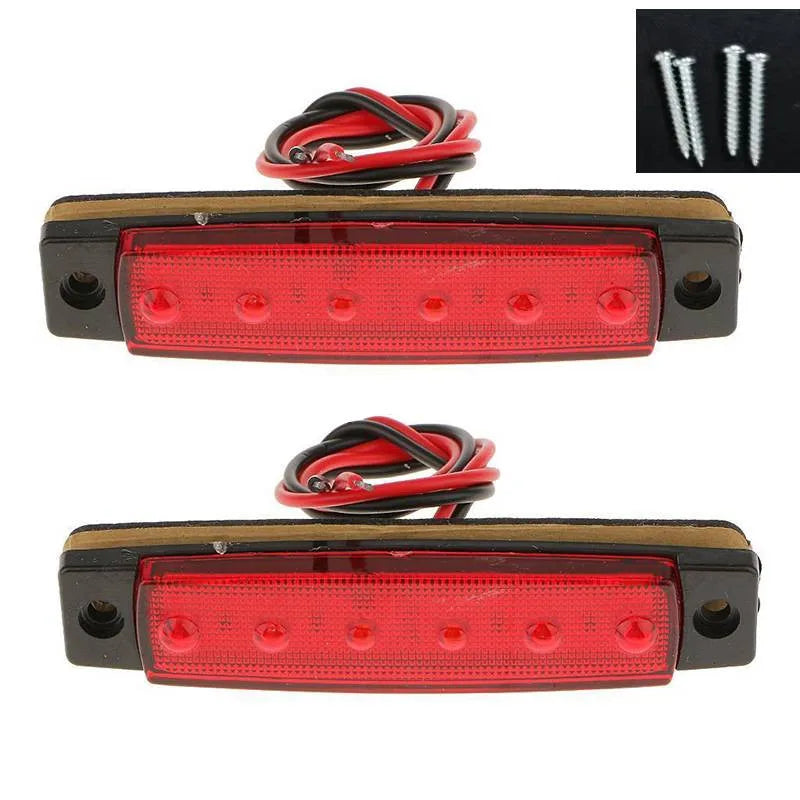 2PCS 6-led Work Turn Signal Lamps Red Sealed Brake