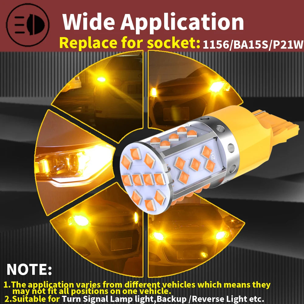 2PCS Super Bright T20 W21W wy21w 7440 7440NA Turn
