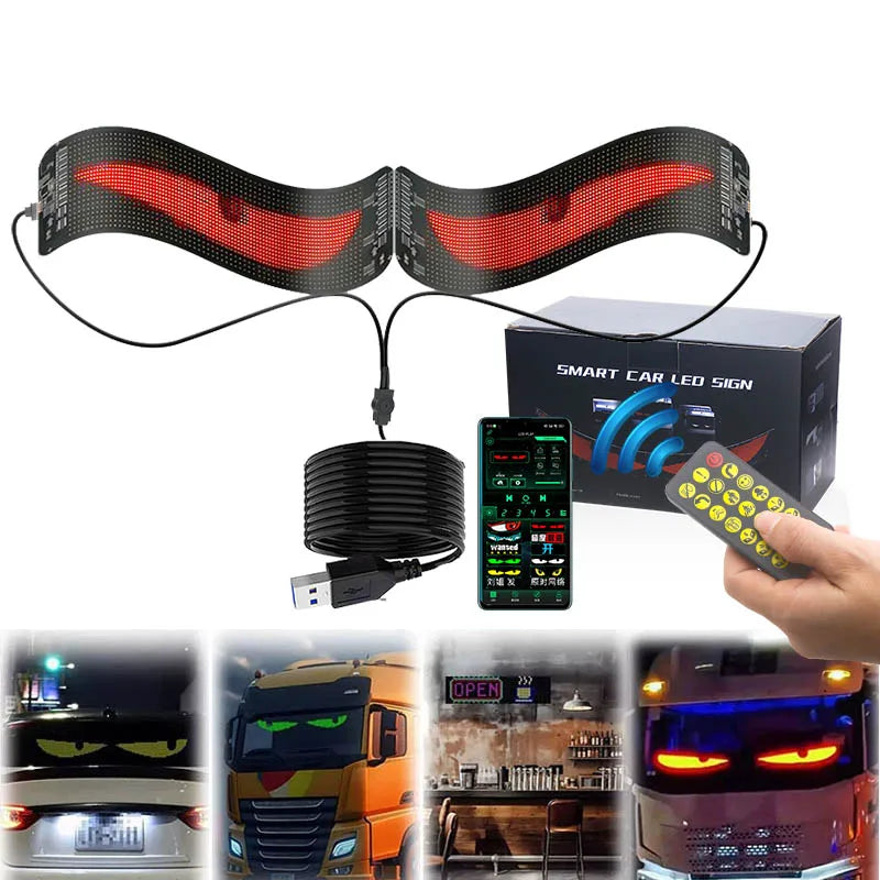 2PCS Windshield Devil Eyes Bliking Flashing On Glowing Window