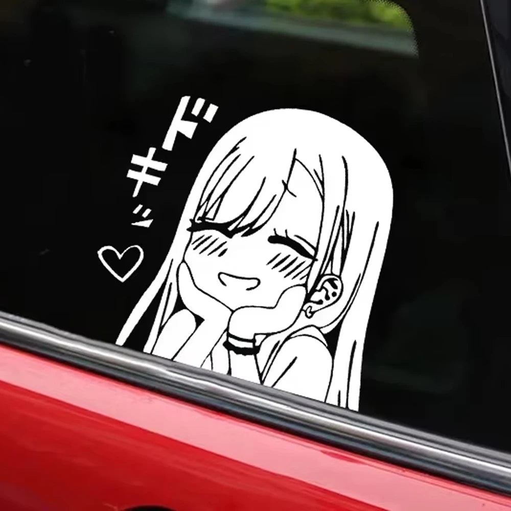 18x17cm Cute Anime Girl Jdm Sticker Body Bumper Windows