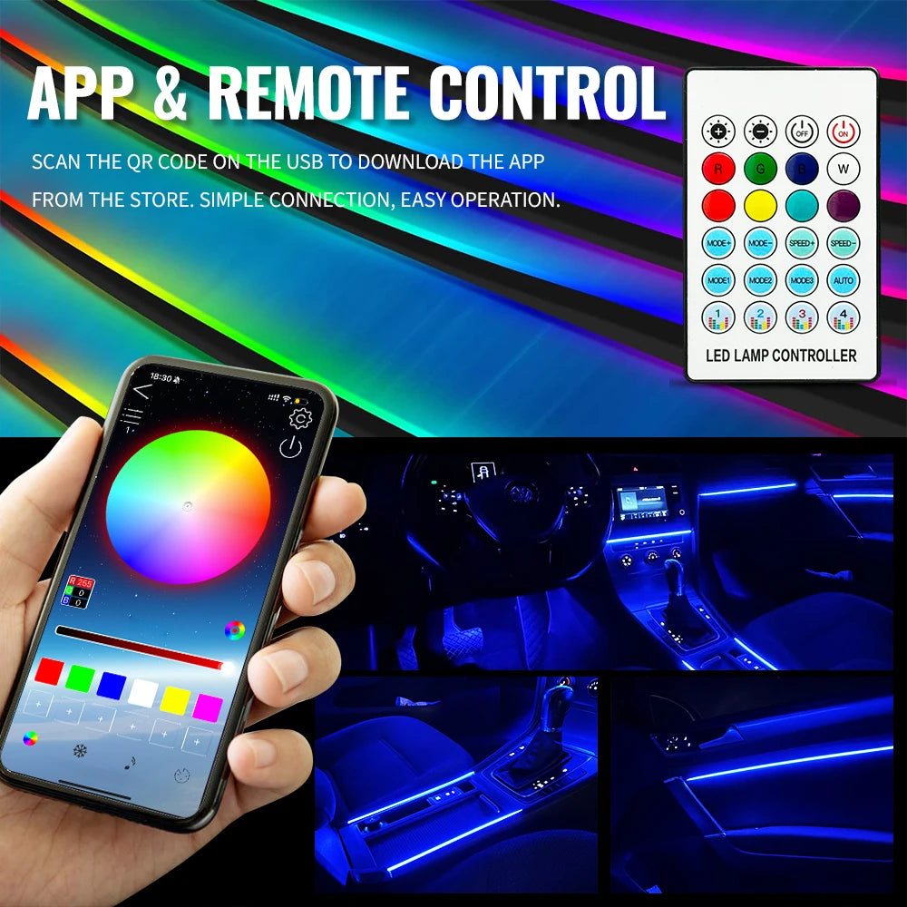 For Symphony Atmosphere Ambient 64-color RGB Interior Lighting