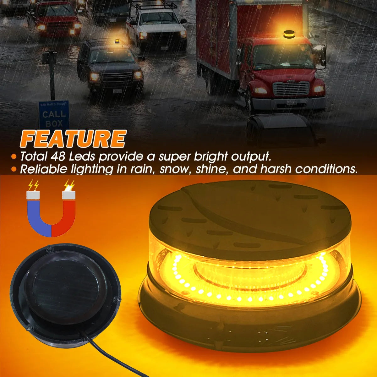 For Engineering Vehicle Brightness Yellow Strobe Warning Strong