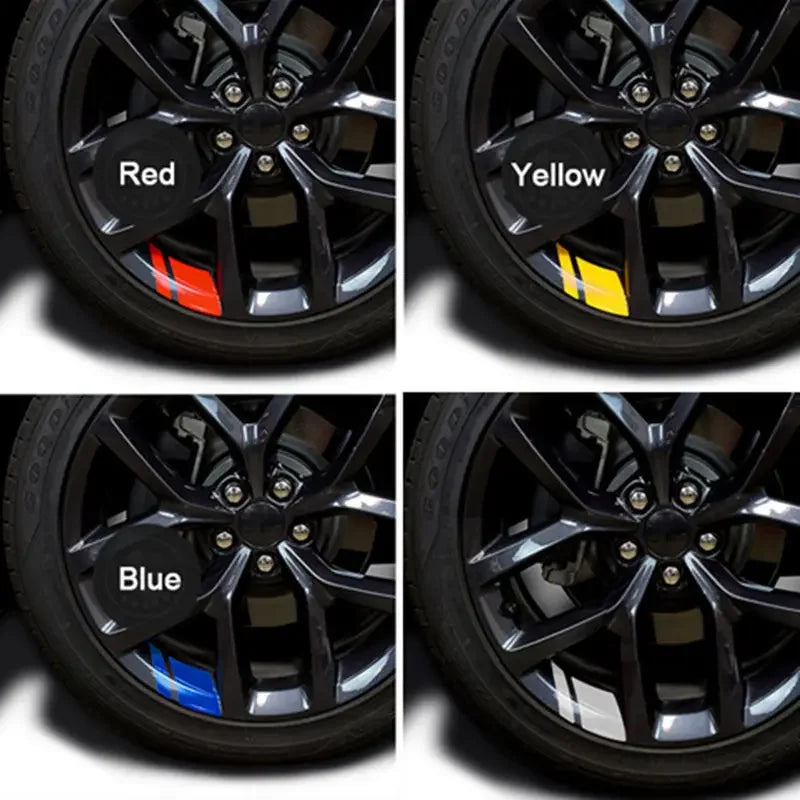 4PCS Interior Stickers Reflective Wheel Rims Vinyl Sticker Hash