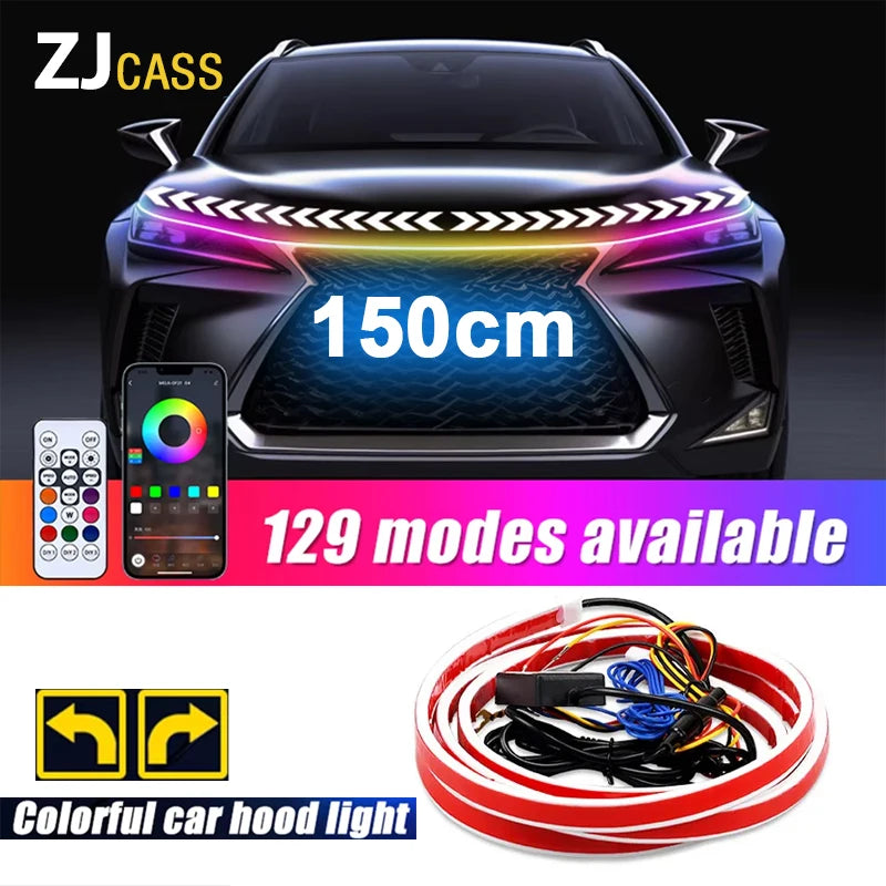 For 12V 150CM Neon Strip Running Hood Daytime Supplies APP