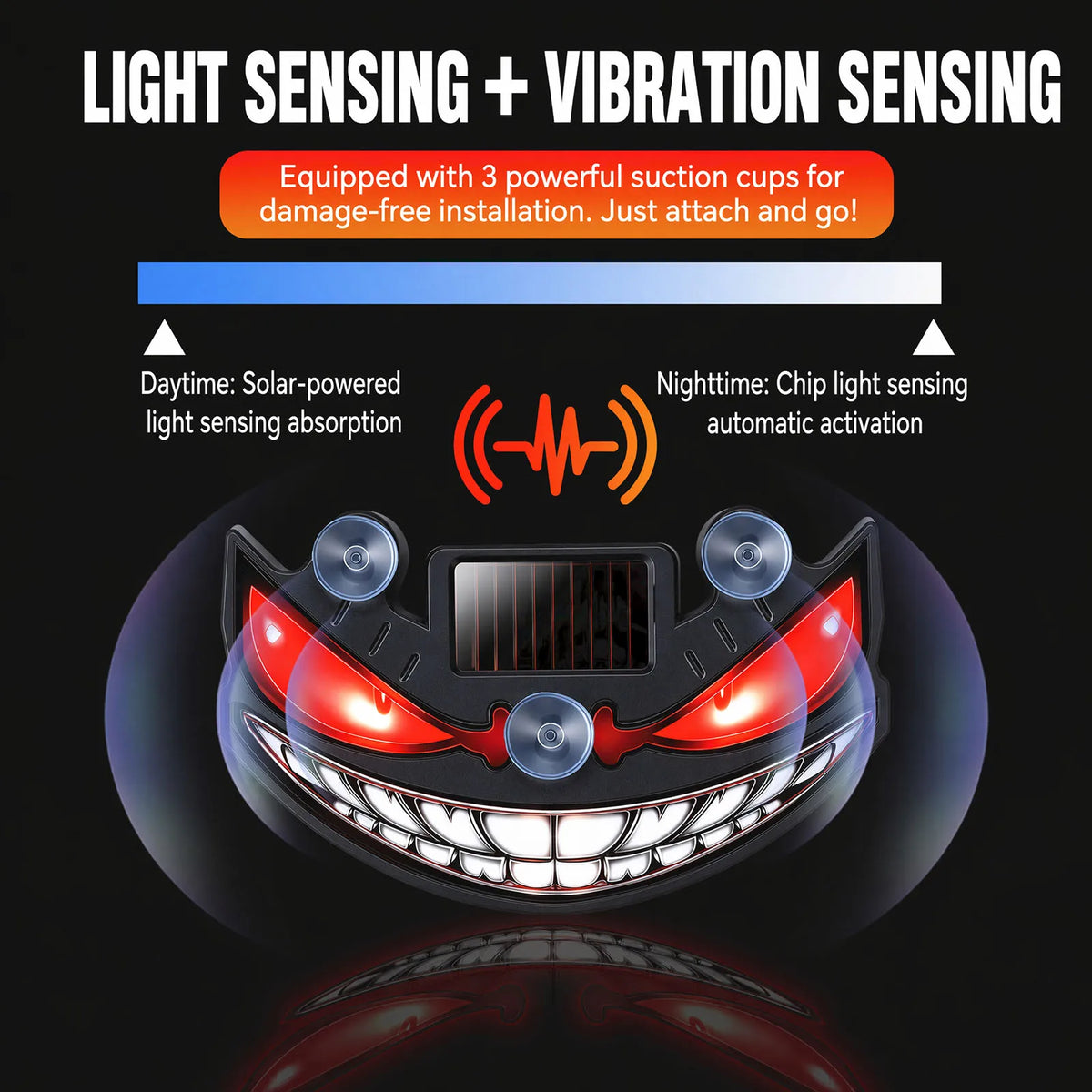 Solar Powered Warning No Drill Waterproof Devil Eyes Dynamic