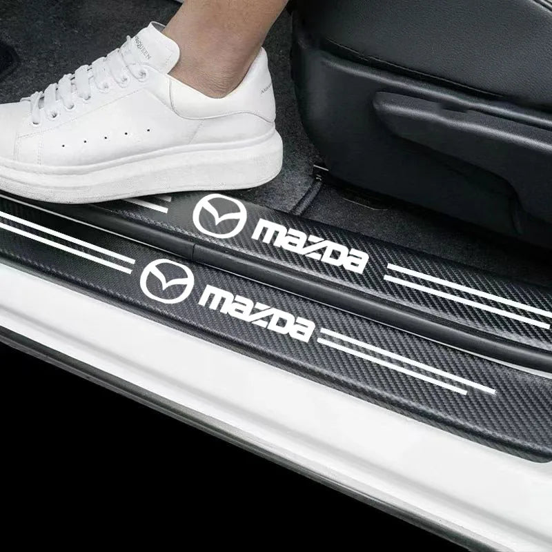 For Mazda 3 Bk Bl Bj Logo Door Carbon Fiber Sill Protector