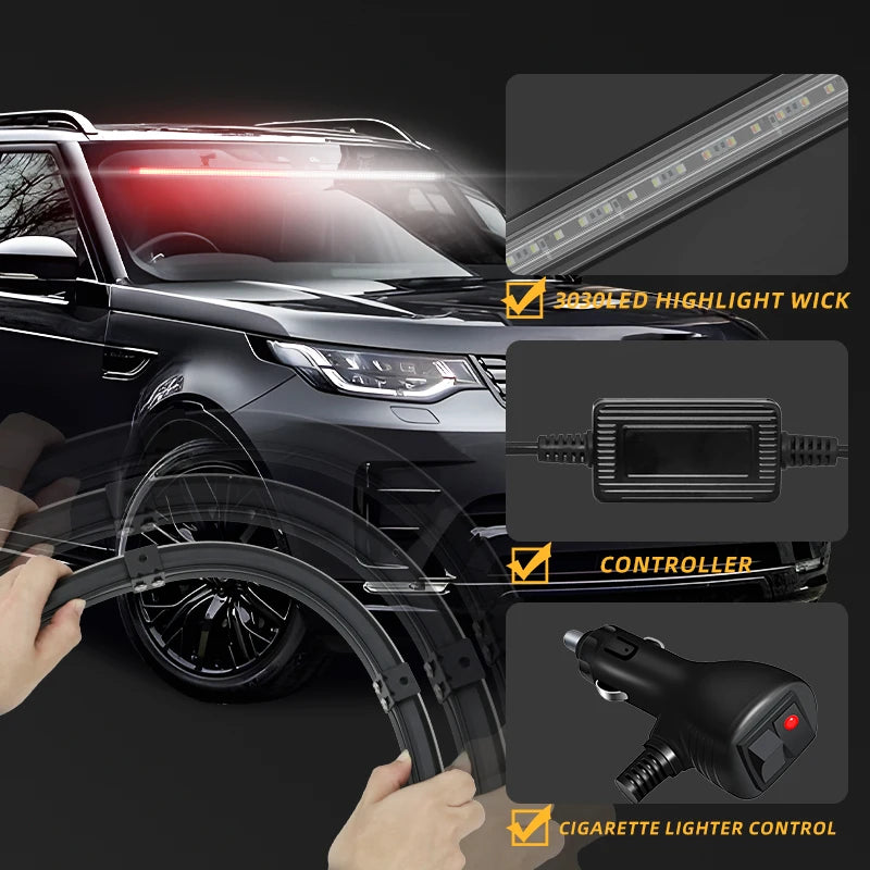 For Emergency Flash Warning Lamp Windshield Strobe Bar 3030