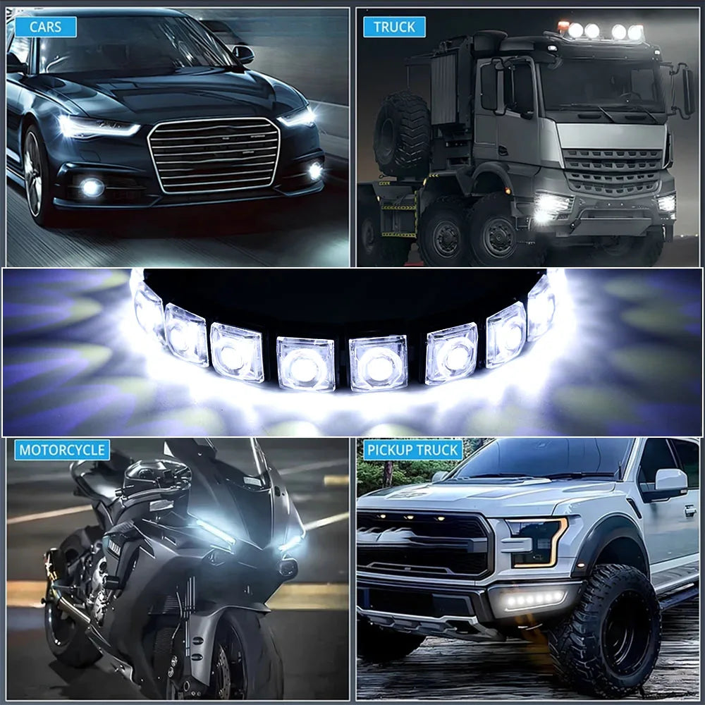 2PCS 12LED Flexible Drl Daytime Running Fog Driving Waterproof