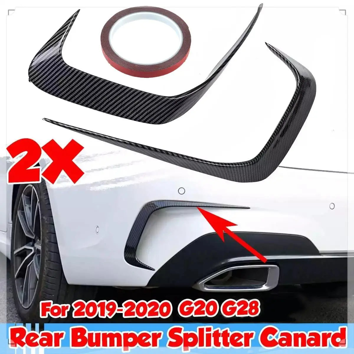 For BMW G20 G28 2019-2020 Carbon Fiber Rear Bumper Side Splitter