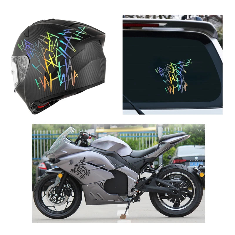 Hahahaha Motorcycle Helmet Sticker Personalize Reflective Vinyl