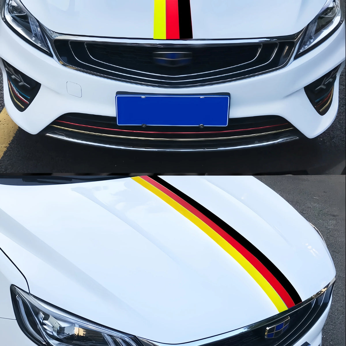 For Hood Roof Boby Exterior Styling Tricolor Racing Stripe Hood
