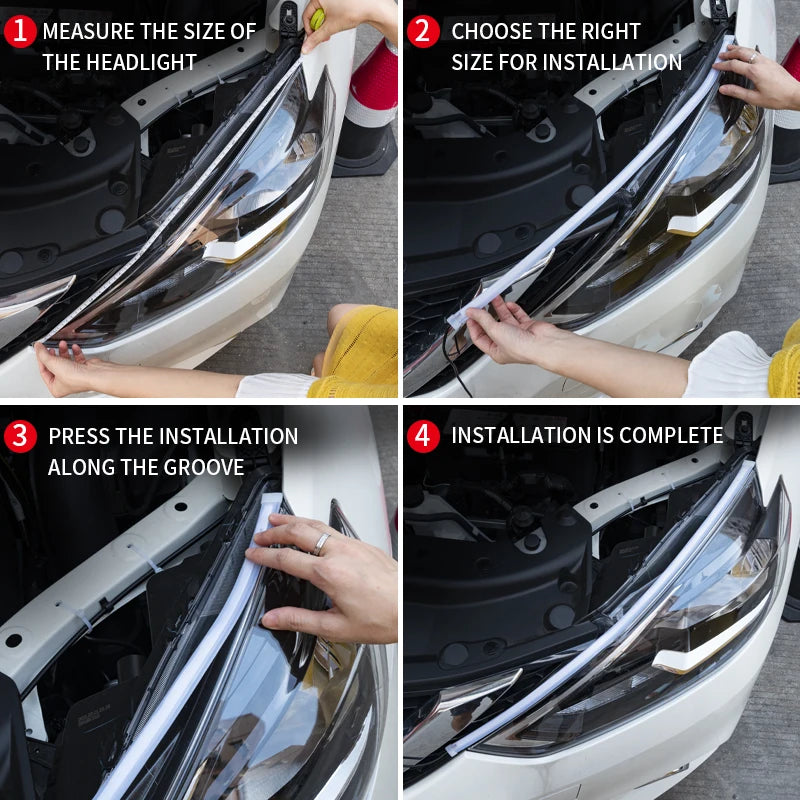 2PCS Drl Daytime Running Flexible Waterproof Strip Headlights