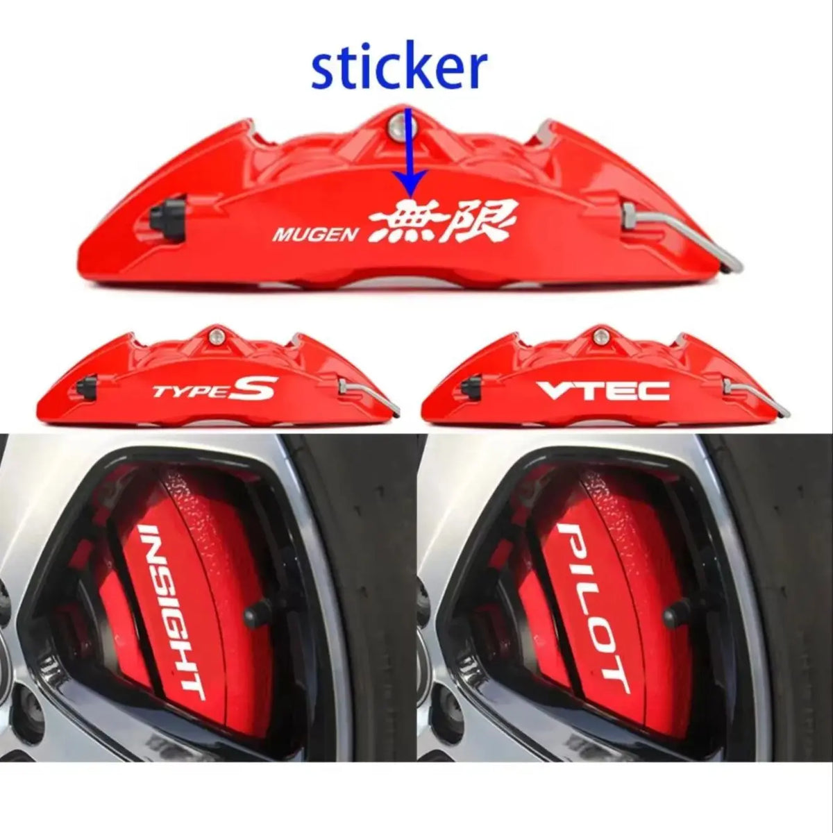 For Honda Fit Mugen Insight Type Set 4PCS Brake Caliper Sticker