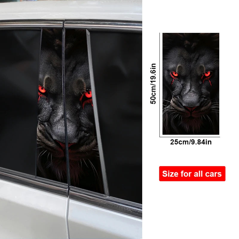 2PCS Ferocious Animal Sticker B Pillar Decal Waterproof Vinyl