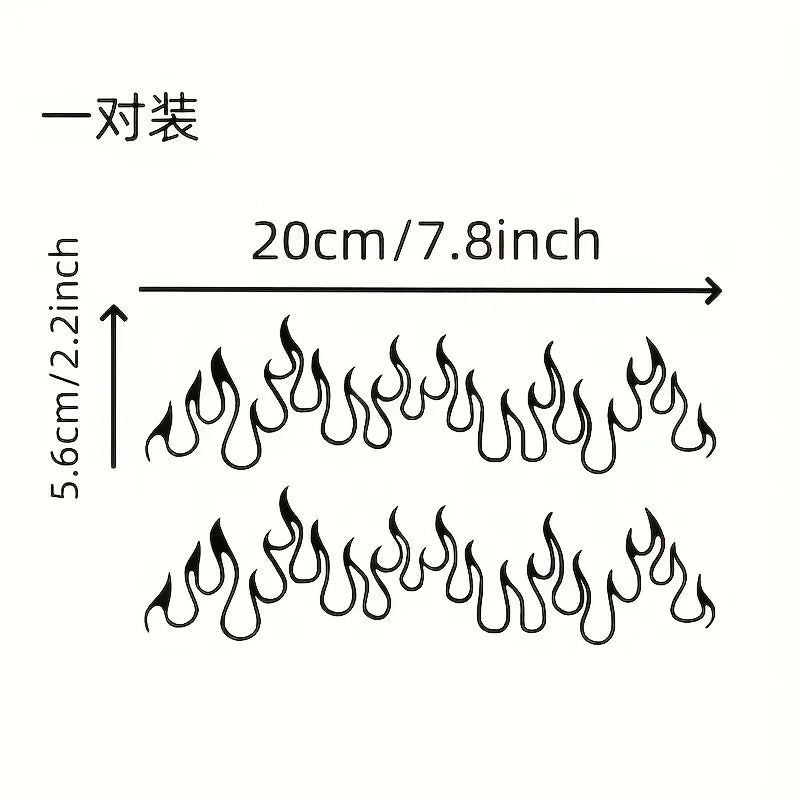 2PCS Set White Flame Waterproof Vinyl Stickers Taillight Body