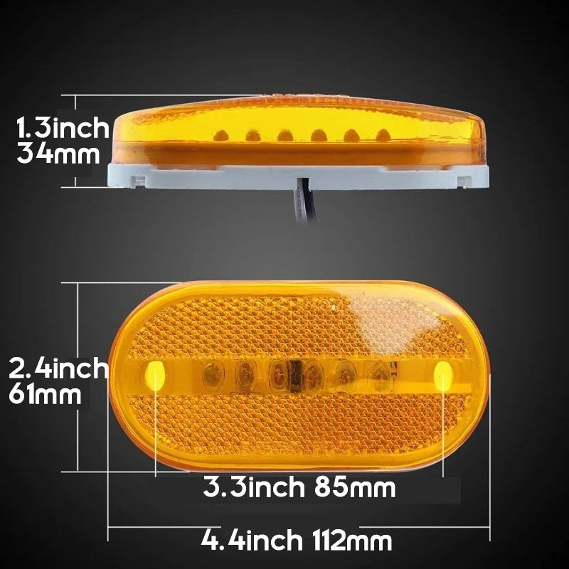 8PCS 6LED Dc 12V Side Marker Clearance Trailer Rectangular