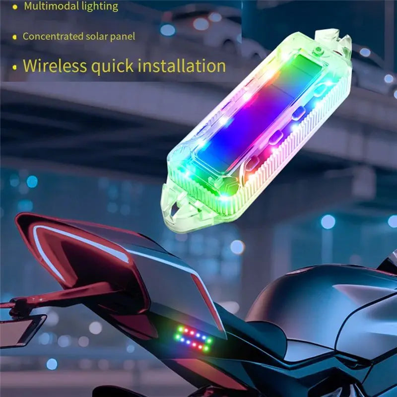 a13f-2 Pack Solar Power Warning Motorcycles IP65 Waterproof