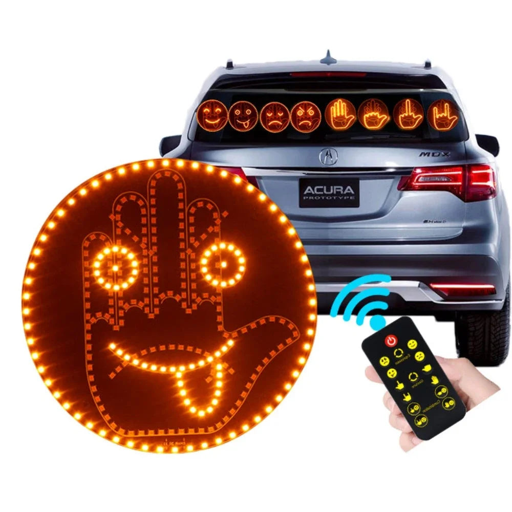 1PC Expression Fun Gesture Rear Windshield Display Sign Round