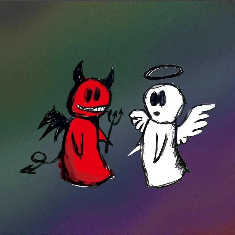 Vinyl Waterproof Hand Drawn Angel Demon Cartoon Motorcycle
