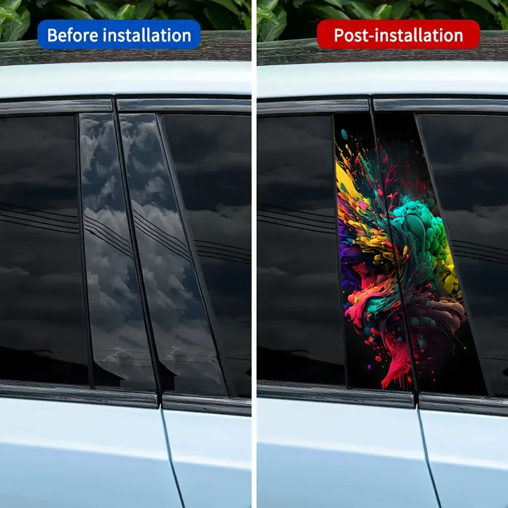 For B-pillar Exterior Accessories 2-pack Splash Paint Pattern
