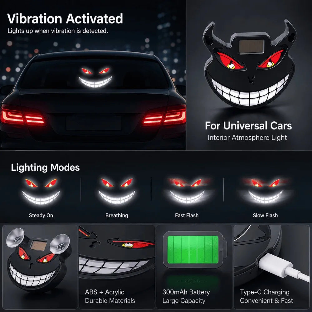 For Universal Solar Devil Eye Expression Cars Rear Quarter