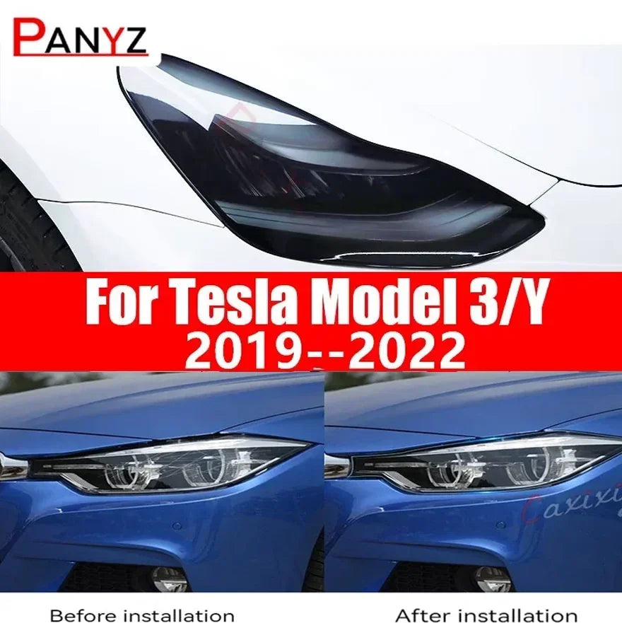 For Tesla Model 3 Y 2019 2PCS Front Headlamp Sticker 2020 2021
