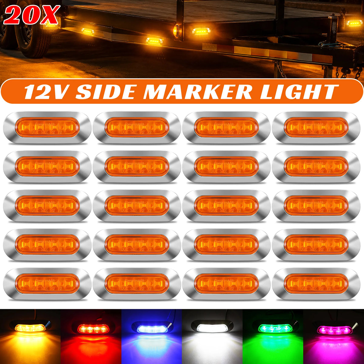 For Bus 20PCS Side Marker Indicator Front Rear Tail Clearance Dc