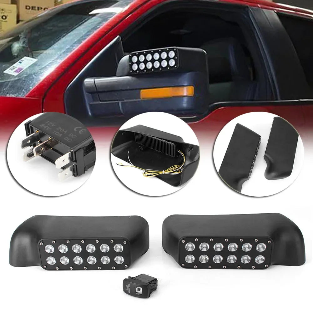 For Pickup Set Black Outside Rear View Mirror Modify Suitable