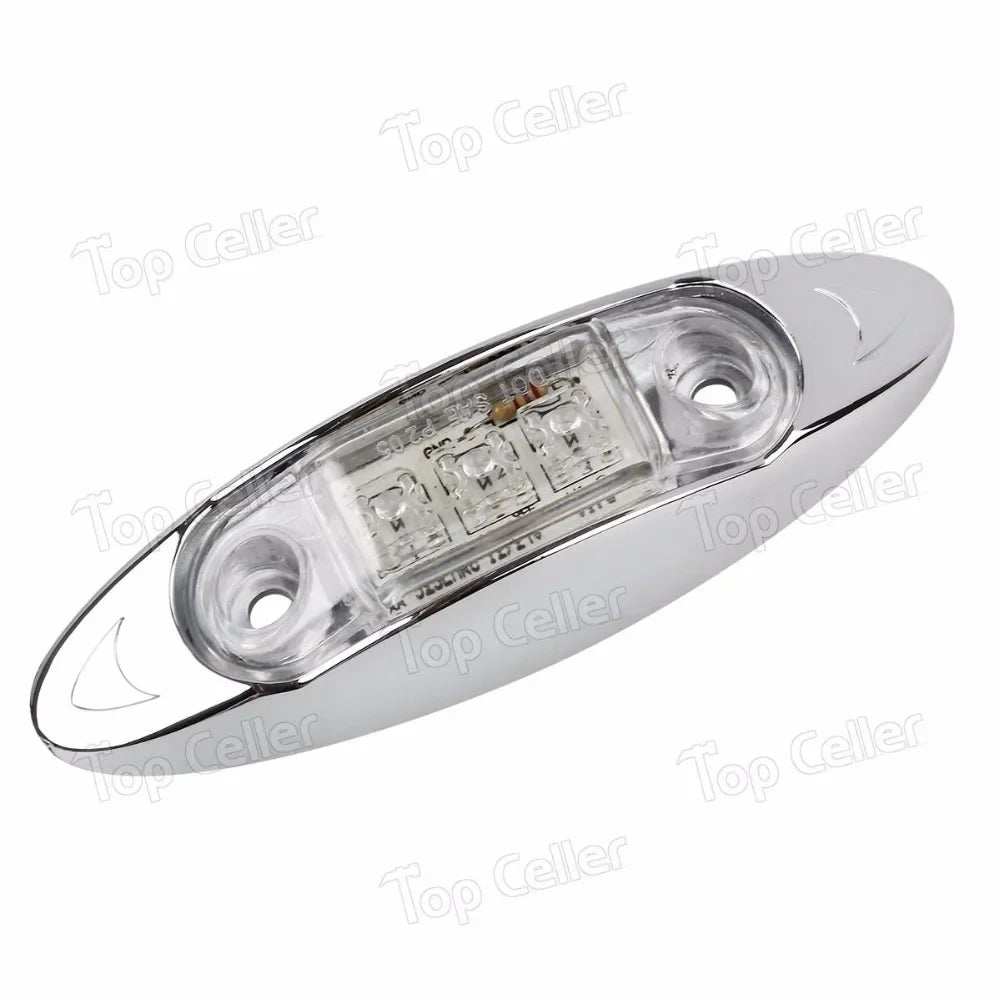White Red Side Marker Lens Clearance Truck Trailer Oval