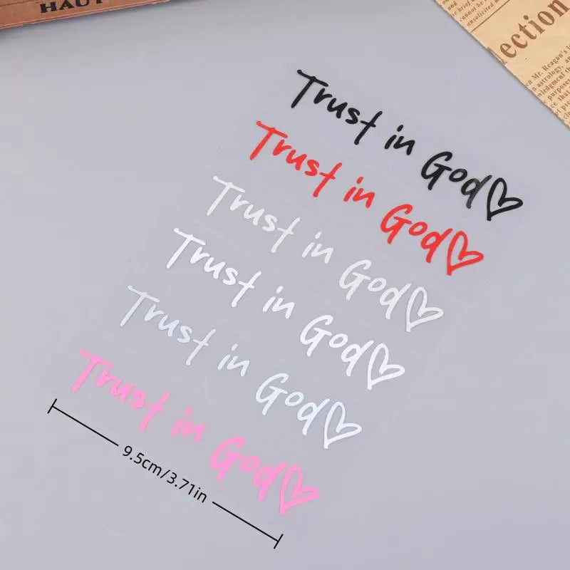 Trust In God Heart Rear View Mirror Sticker Decal