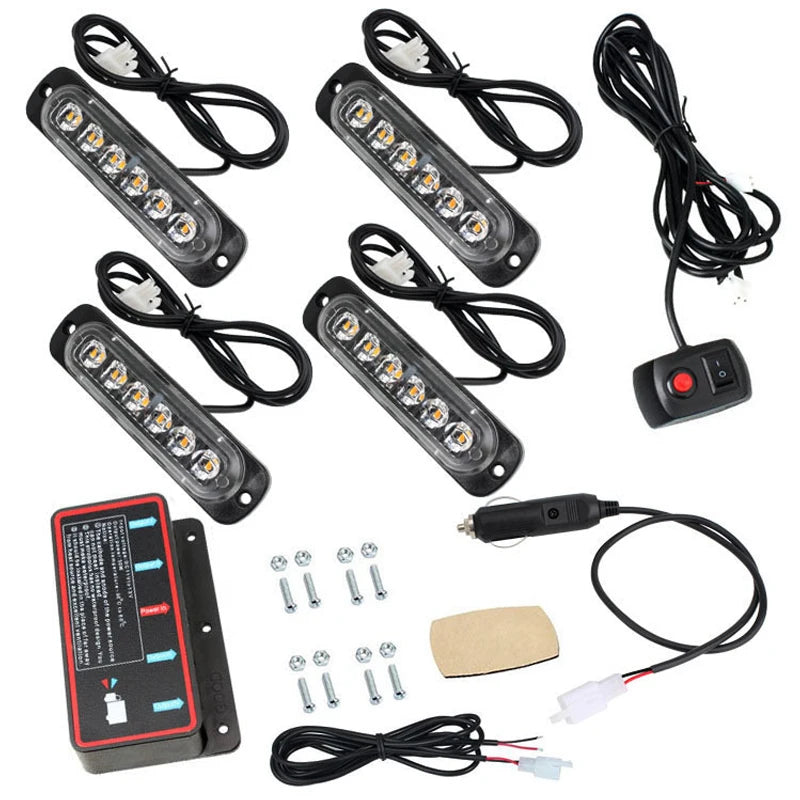 4PCS Grill Red Blue Emergency Remote Wireless Control Flash