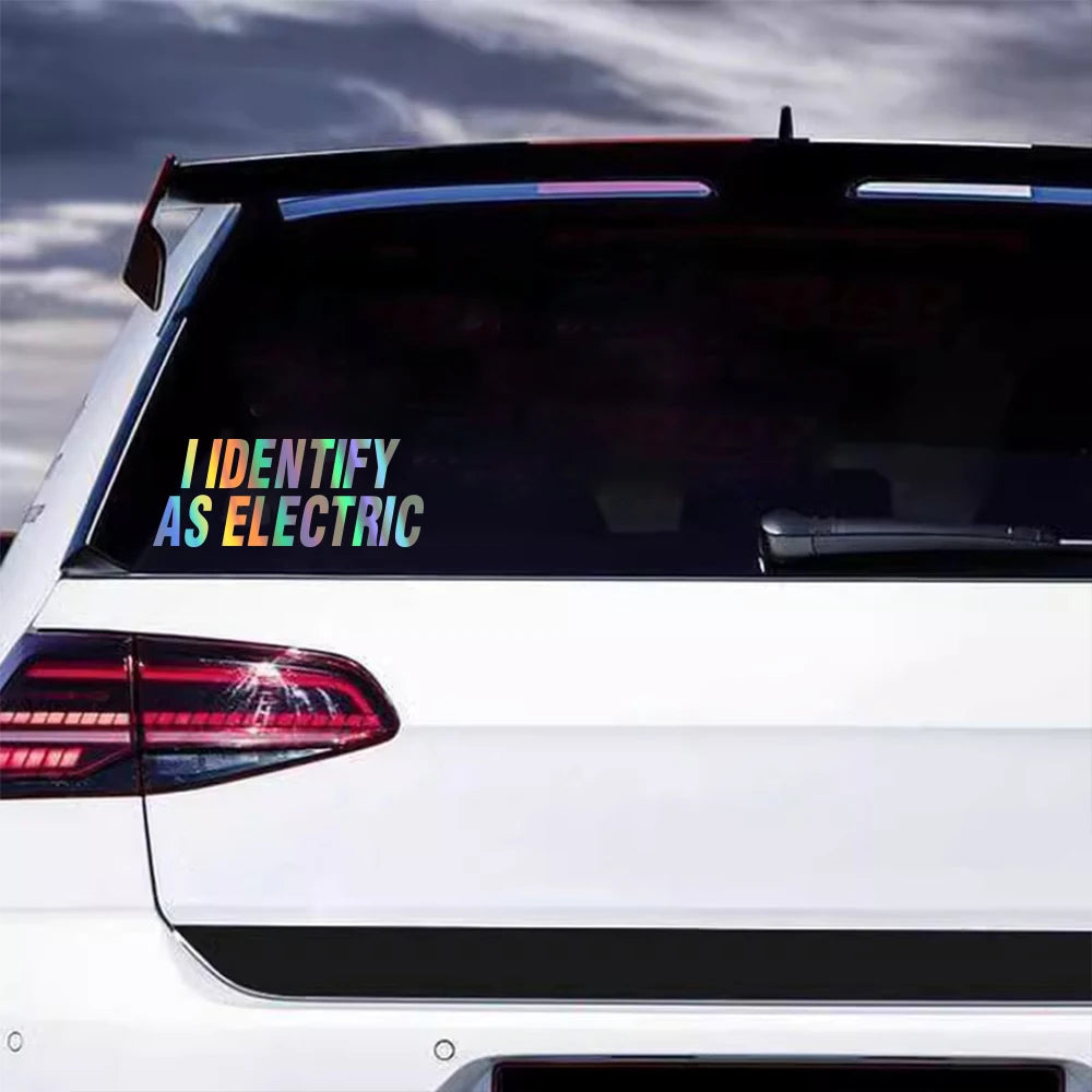 I Identify As Electric Stickers Funny Body Window Windshield