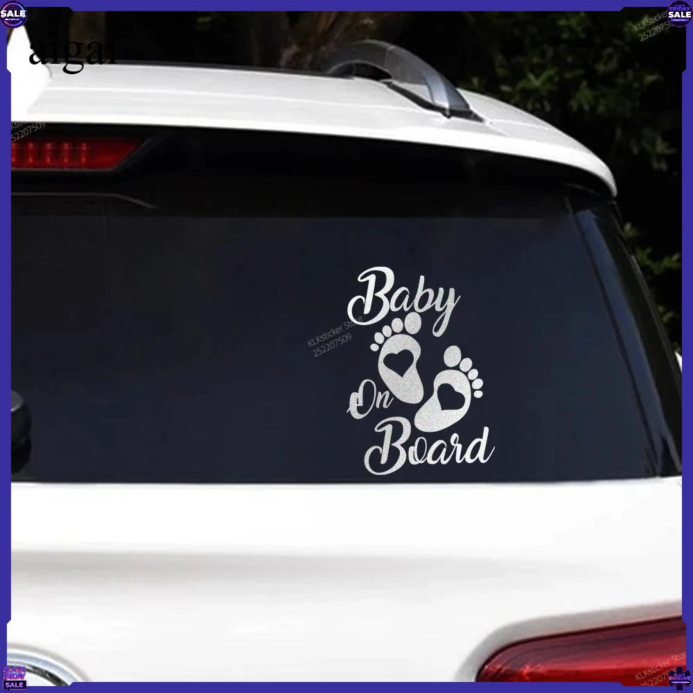 Baby On Board Warnning Reflective Sticker Cute Foot Step