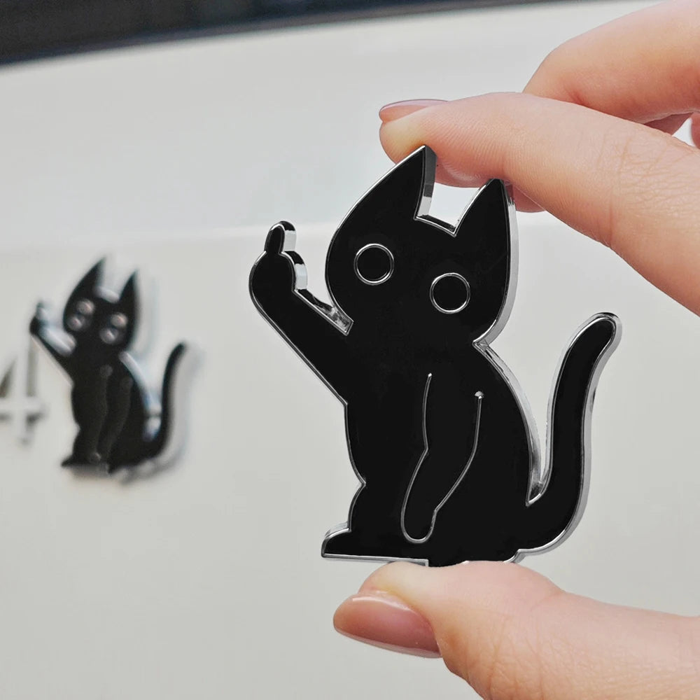 1PCS 3D Metal Black Cat Emblem Highly Distinctive Decals