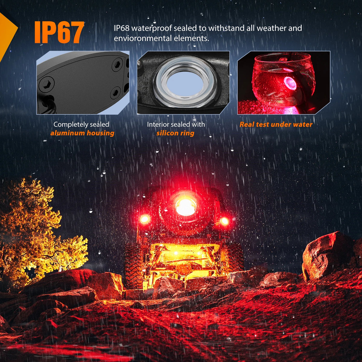 Nilight Rock 6PCS Underglow Wheel Well Pods Waterproof Exterior