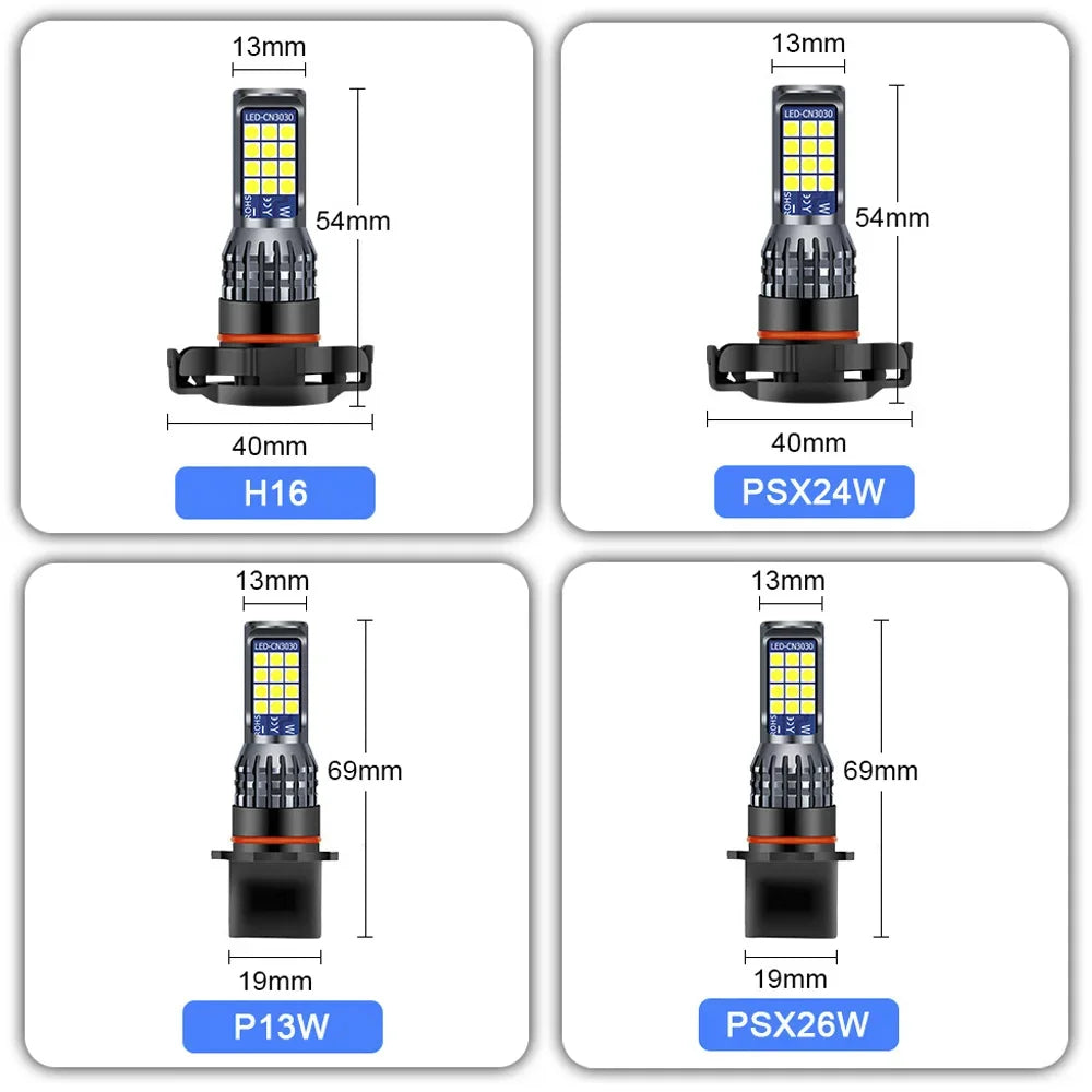 2PCS H8 H11 Fog Dual Color HB4 HB3 3030