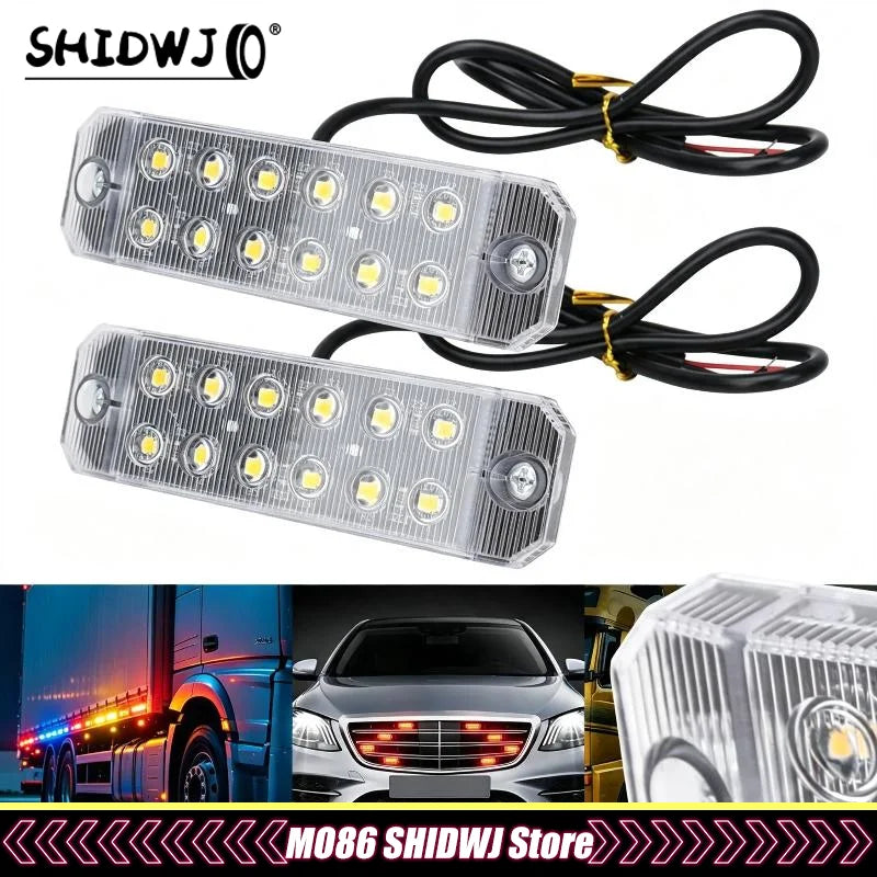 12-35v Truck Side Marker Double Row 12 Smd Strobe